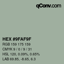 Color code: HEX #9FAF9F | qconv.com