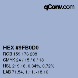 Color code: HEX #9FB0D0 | qconv.com