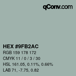 Código de color: HEX #9FB2AC | qconv.com