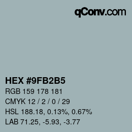 Color code: HEX #9FB2B5 | qconv.com