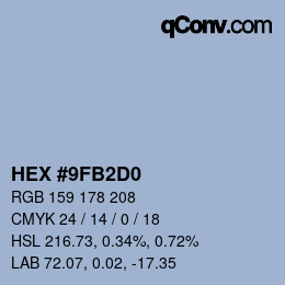颜色代码: HEX #9FB2D0 | qconv.com