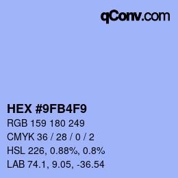 Color code: HEX #9FB4F9 | qconv.com