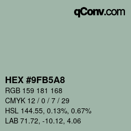 Color code: HEX #9FB5A8 | qconv.com