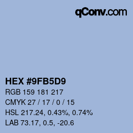 Color code: HEX #9FB5D9 | qconv.com
