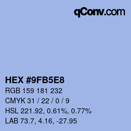 Color code: HEX #9FB5E8 | qconv.com