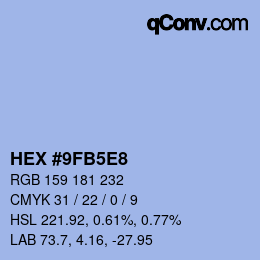 カラーコード: HEX #9FB5E8 | qconv.com