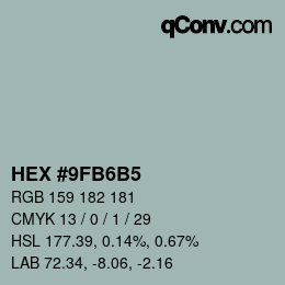 Color code: HEX #9FB6B5 | qconv.com