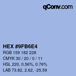 Código de color: HEX #9FB6E4 | qconv.com