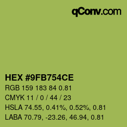 Farbcode: HEX #9FB754CE | qconv.com