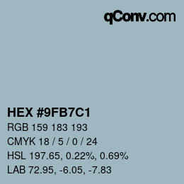 Color code: HEX #9FB7C1 | qconv.com