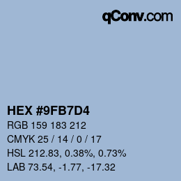 カラーコード: HEX #9FB7D4 | qconv.com