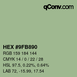 Farbcode: HEX #9FB890 | qconv.com