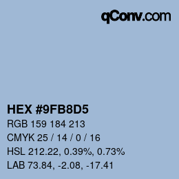 カラーコード: HEX #9FB8D5 | qconv.com
