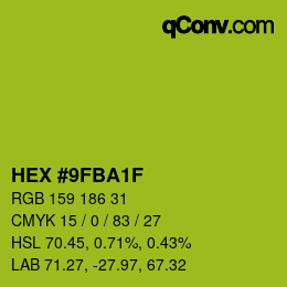 Color code: HEX #9FBA1F | qconv.com
