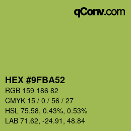 Color code: HEX #9FBA52 | qconv.com