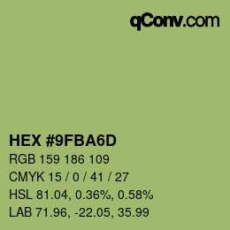 颜色代码: HEX #9FBA6D | qconv.com