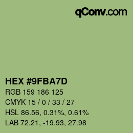 カラーコード: HEX #9FBA7D | qconv.com