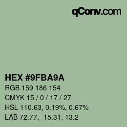 Color code: HEX #9FBA9A | qconv.com