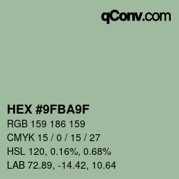 Color code: HEX #9FBA9F | qconv.com