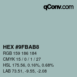 Color code: HEX #9FBAB8 | qconv.com