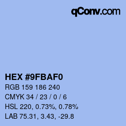 カラーコード: HEX #9FBAF0 | qconv.com