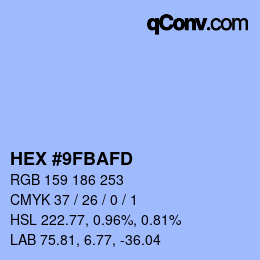 カラーコード: HEX #9FBAFD | qconv.com
