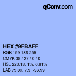 Color code: HEX #9FBAFF | qconv.com