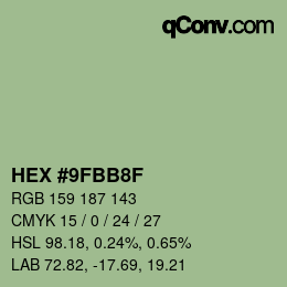 カラーコード: HEX #9FBB8F | qconv.com