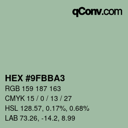 Color code: HEX #9FBBA3 | qconv.com