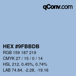 颜色代码: HEX #9FBBDB | qconv.com