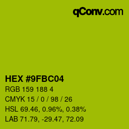 Color code: HEX #9FBC04 | qconv.com