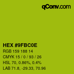 Color code: HEX #9FBC0E | qconv.com