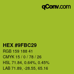 Color code: HEX #9FBC29 | qconv.com