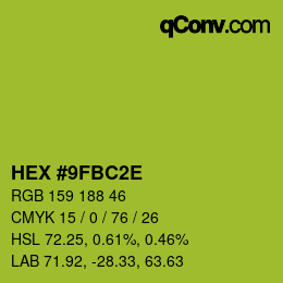 Color code: HEX #9FBC2E | qconv.com