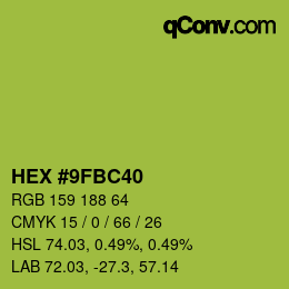 Color code: HEX #9FBC40 | qconv.com
