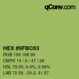 Color code: HEX #9FBC63 | qconv.com