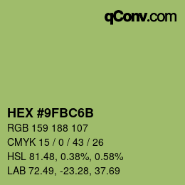 Color code: HEX #9FBC6B | qconv.com