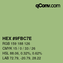 Farbcode: HEX #9FBC7E | qconv.com