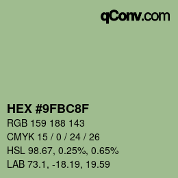 カラーコード: HEX #9FBC8F | qconv.com