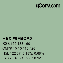 颜色代码: HEX #9FBCA0 | qconv.com