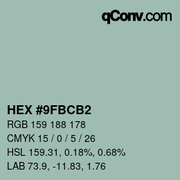 Color code: HEX #9FBCB2 | qconv.com