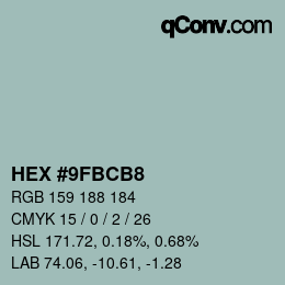 Color code: HEX #9FBCB8 | qconv.com