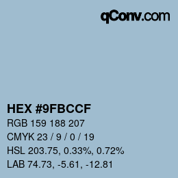 Color code: HEX #9FBCCF | qconv.com