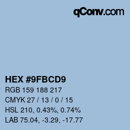 カラーコード: HEX #9FBCD9 | qconv.com