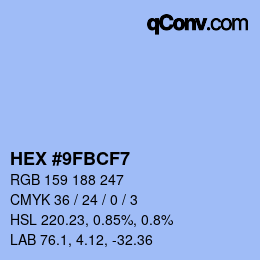 Color code: HEX #9FBCF7 | qconv.com