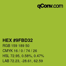 Color code: HEX #9FBD32 | qconv.com