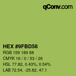 Color code: HEX #9FBD58 | qconv.com