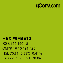 Color code: HEX #9FBE12 | qconv.com