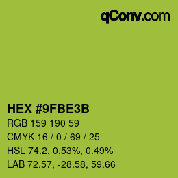 カラーコード: HEX #9FBE3B | qconv.com