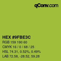 颜色代码: HEX #9FBE3C | qconv.com